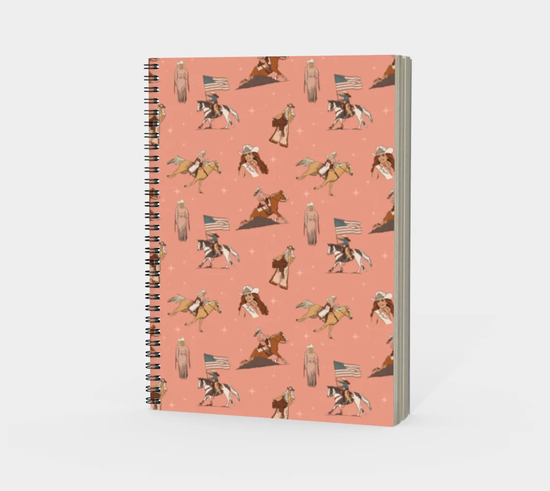 Rodeo Queen Spiral Bound Notebook/Sketchbook in Coral