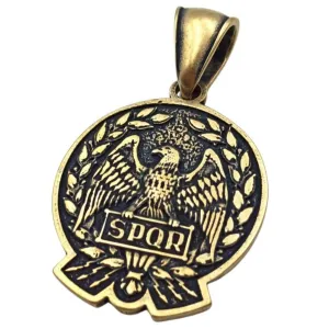Roman eagle Aquila bronze SPQR pendant