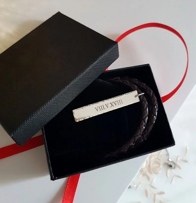 Roman Numerals Date Necklace for Men