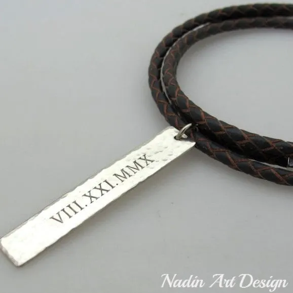 Roman Numerals Date Necklace for Men