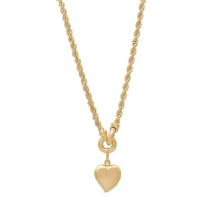 Rope Necklace with Heart Charm in 9ct Yellow Gold