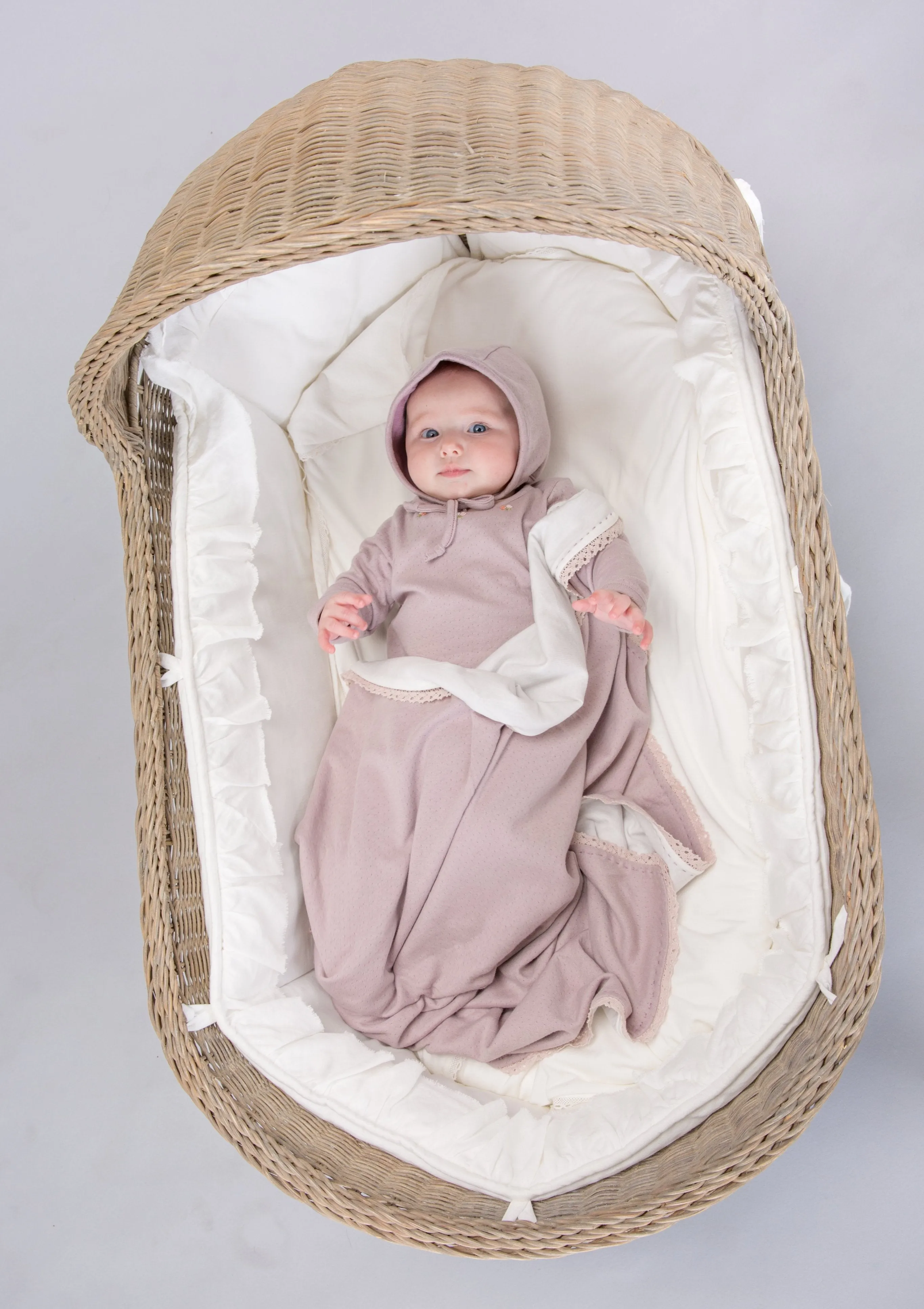 Rose Necklace Baby Gown, Dusty Purple