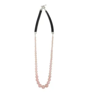 Rose Quartz Bead  with Leather Necklace