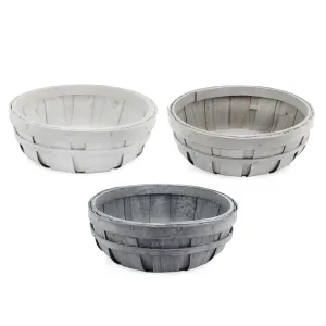 Round Decorative Wood Baskets (Case of 4)