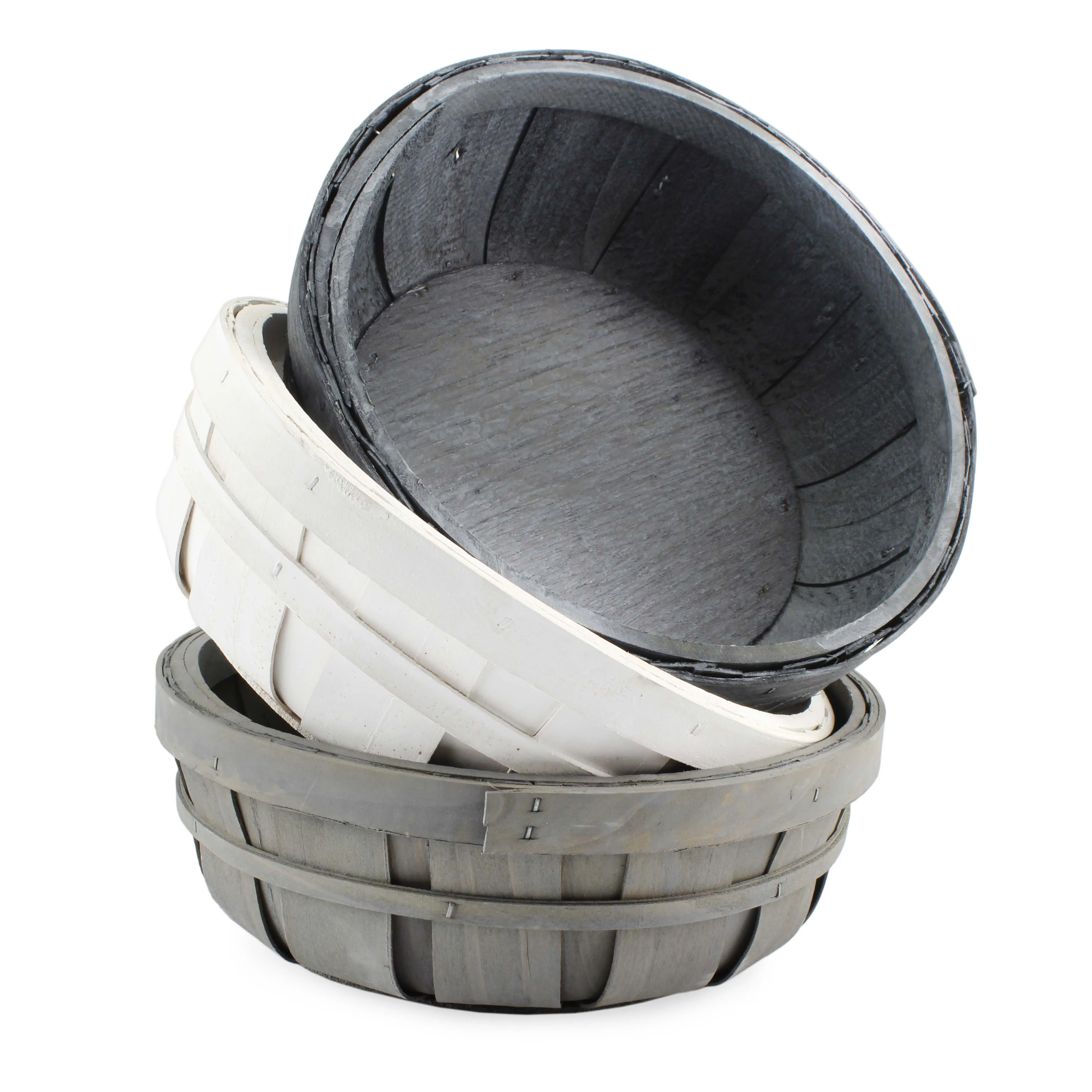 Round Decorative Wood Baskets (Case of 4)