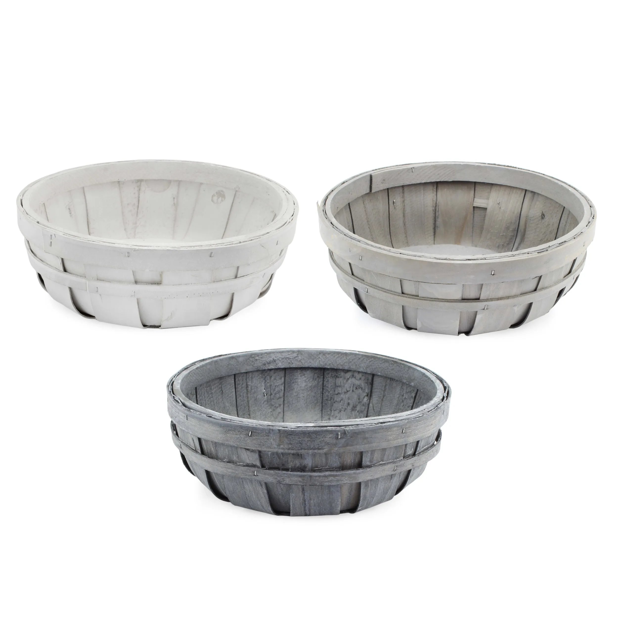 Round Decorative Wood Baskets (Case of 4)