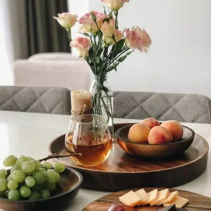 ROUND WALNUT TRAY / WOODEN SERVING BOARD