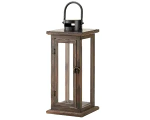 Rustic brown wooden candle lantern