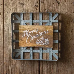 Rustic Charm Wood and Metal Tobacco Basket Wall Accent