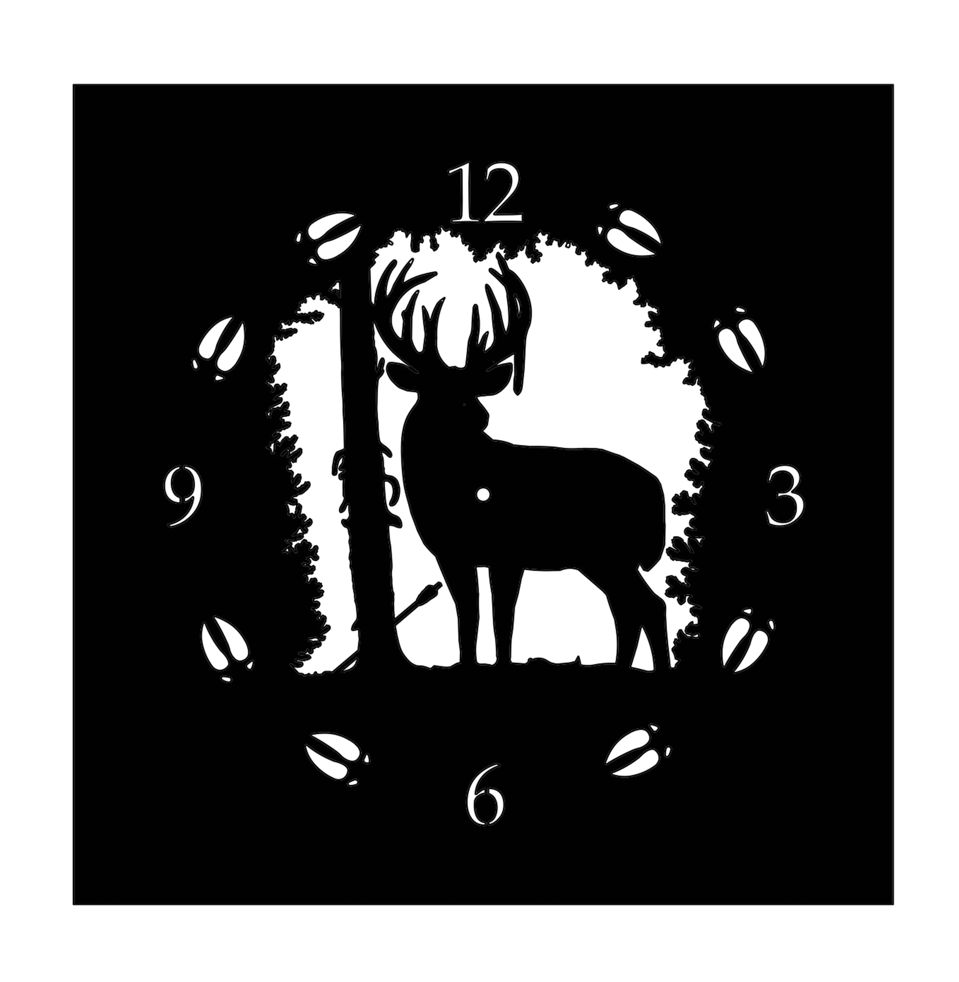 Rustic Square Wooden Clocks - Metal Wildlife Themed Face