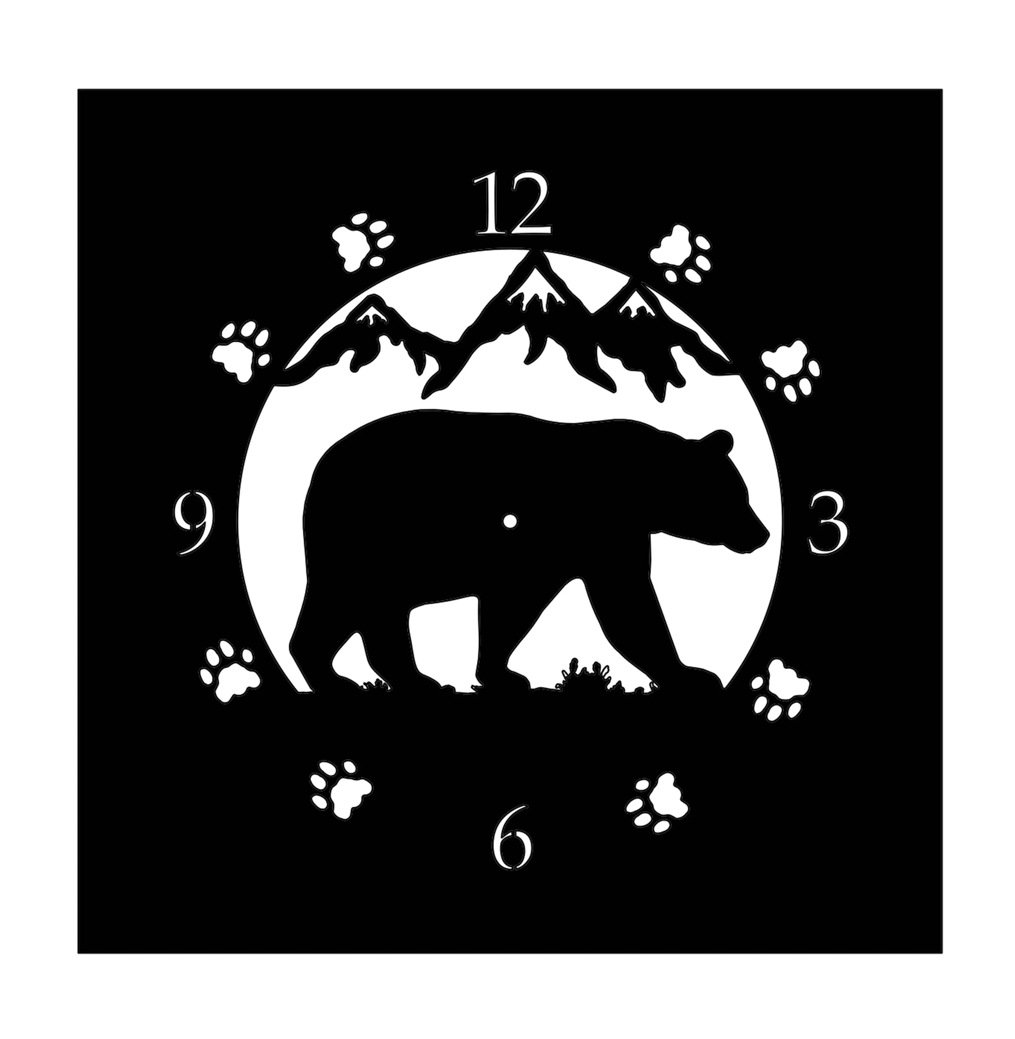 Rustic Square Wooden Clocks - Metal Wildlife Themed Face
