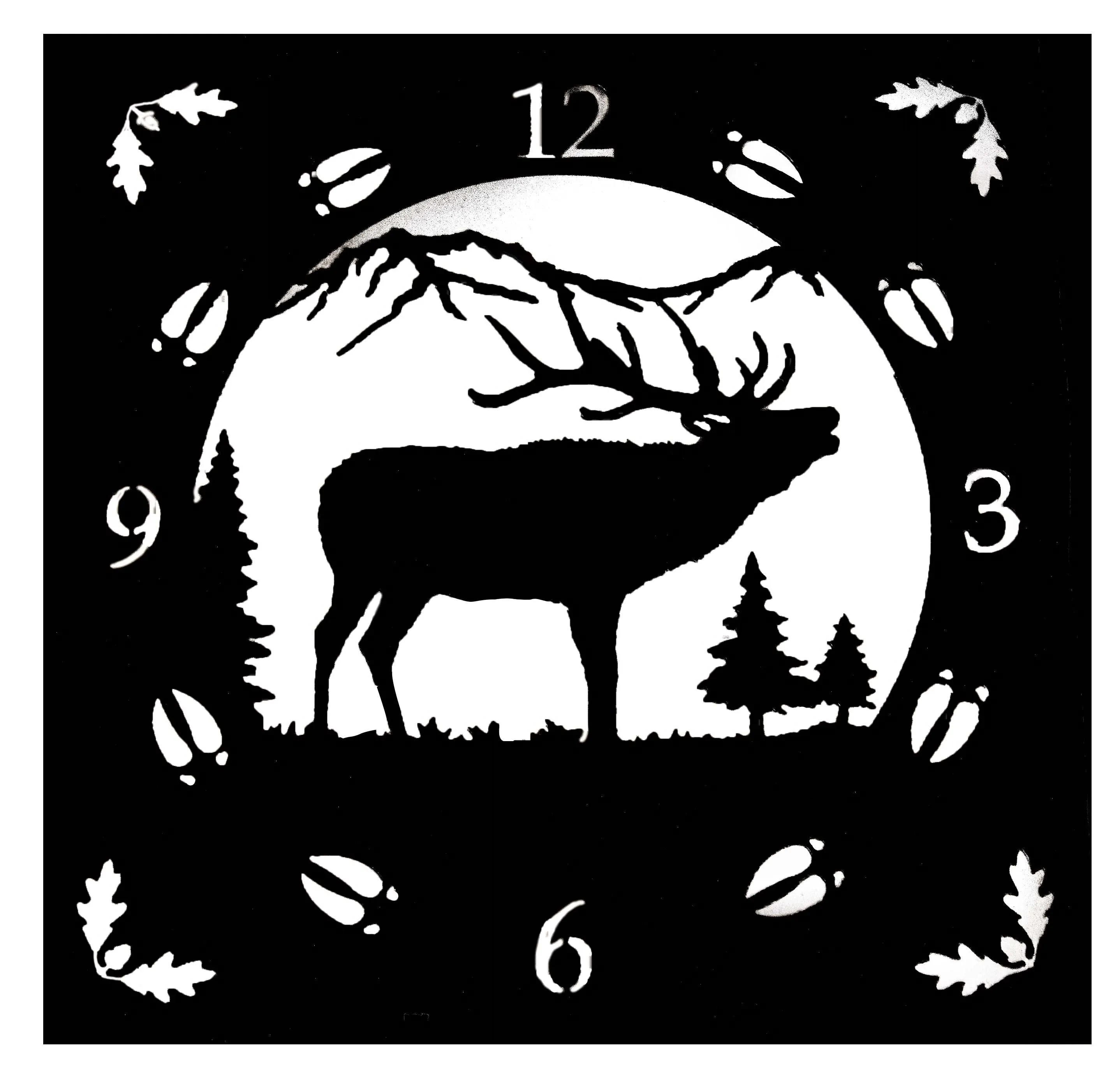 Rustic Square Wooden Clocks - Metal Wildlife Themed Face
