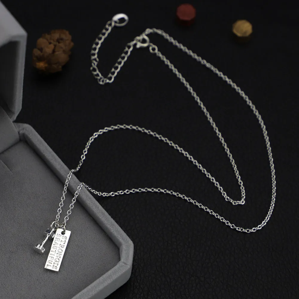 S925 Sterling Silver Jewelry Fitness Necklace Dumbbell Pendant stay strong