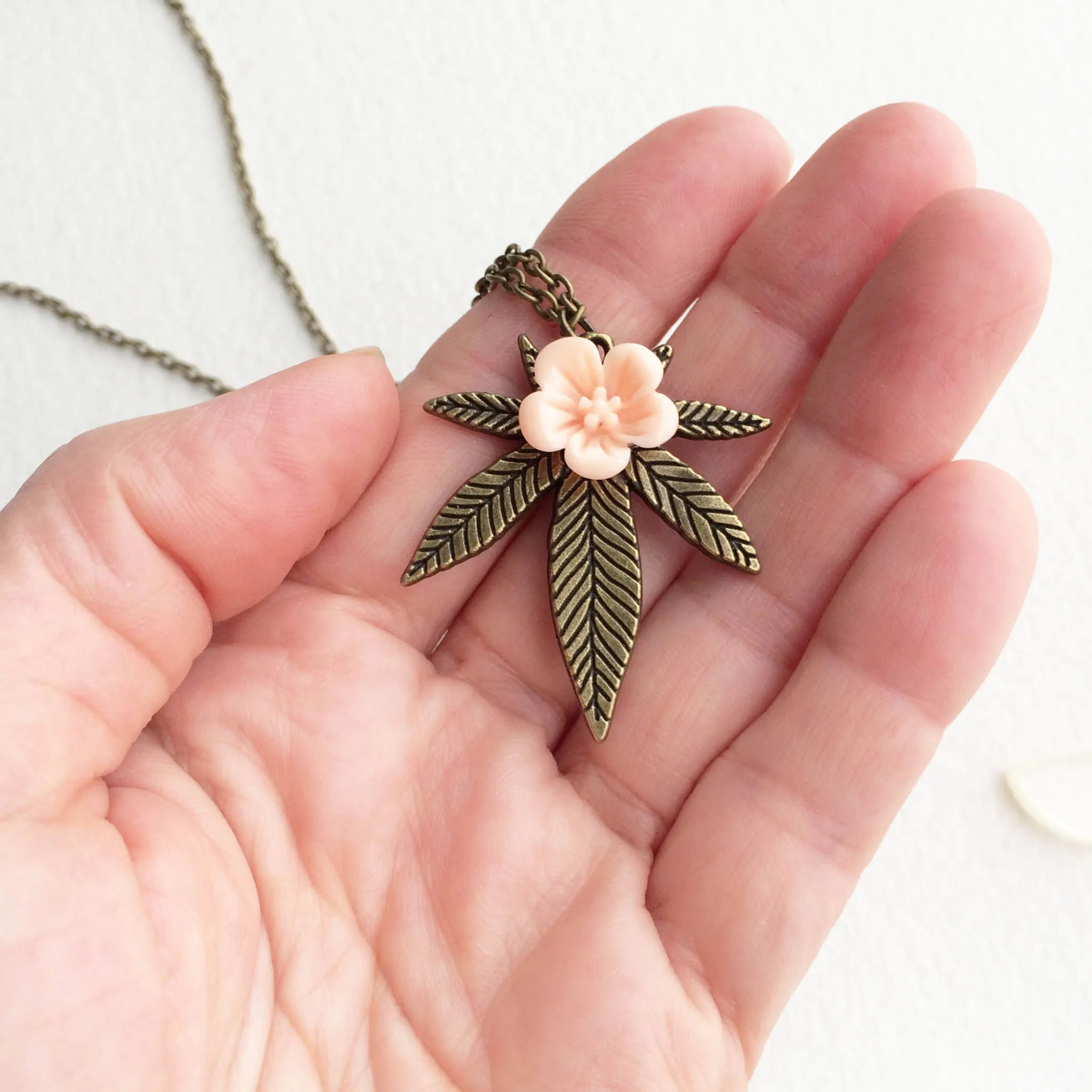 Sakura Weed Necklace - Cannabis Jewelry