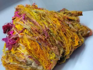 Sari Silk Waste Batts - Yellow
