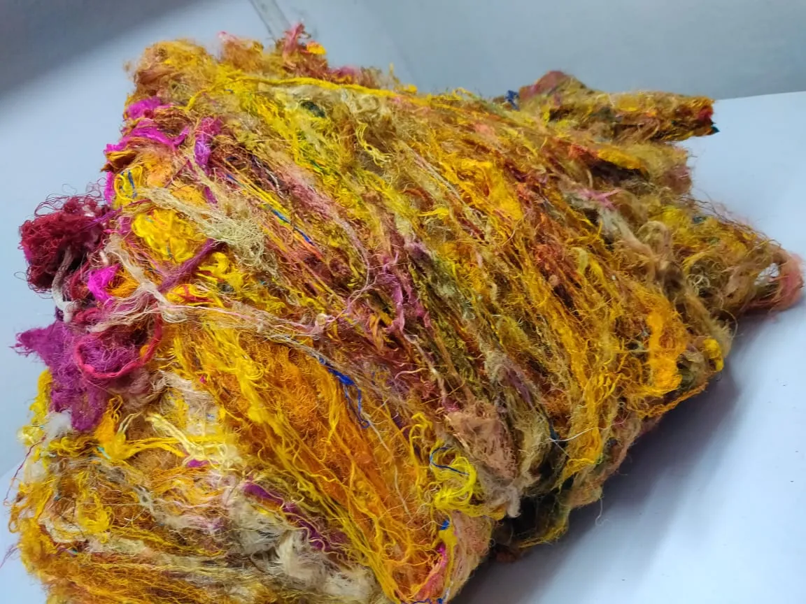 Sari Silk Waste Batts - Yellow