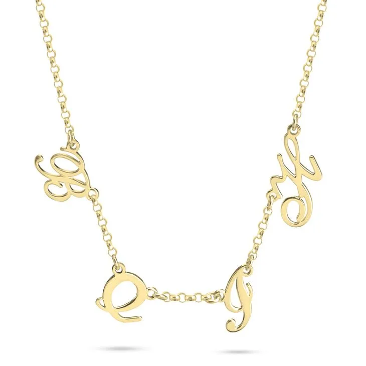 Script Sideways Initial Necklace - Up to 5 Letters
