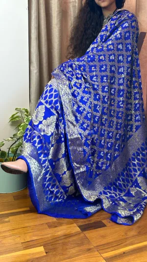 Sea Blue Banarasi Gharchola Soft Silk Dupatta