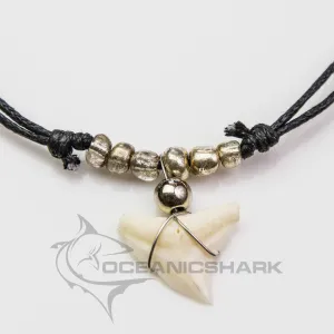 Shark Tooth Necklace Gold Beads c68