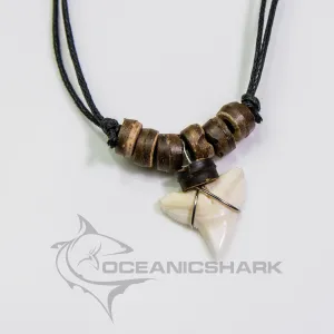 Shark Tooth Necklace With Natural Beads Oceanicshark c112
