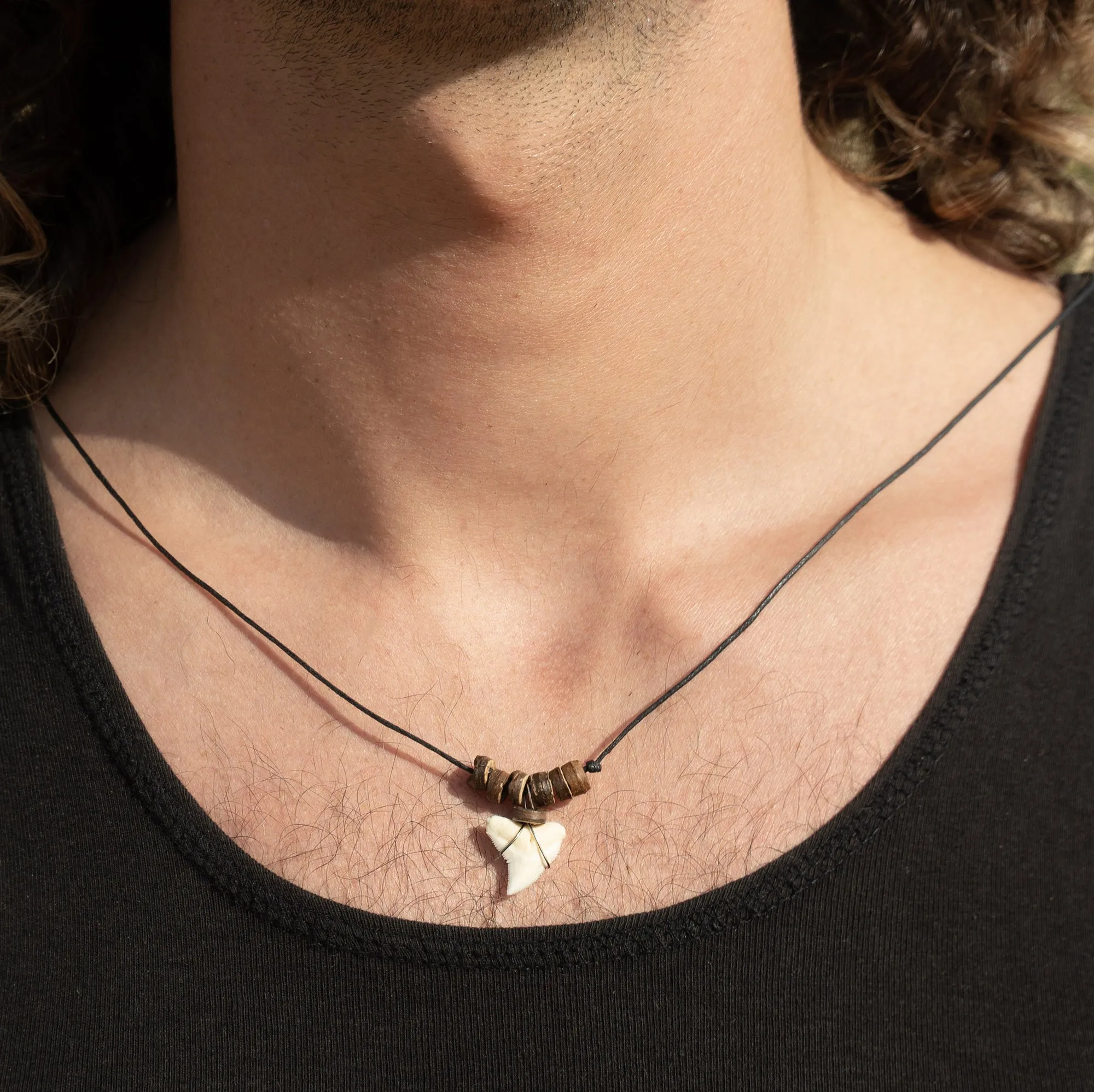 Shark Tooth Necklace With Natural Beads Oceanicshark c112