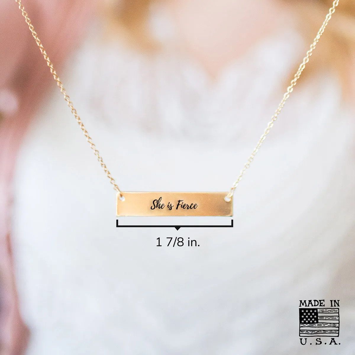 She is Fierce Gold / Silver Bar Necklace