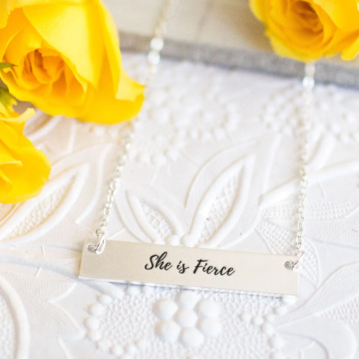 She is Fierce Gold / Silver Bar Necklace