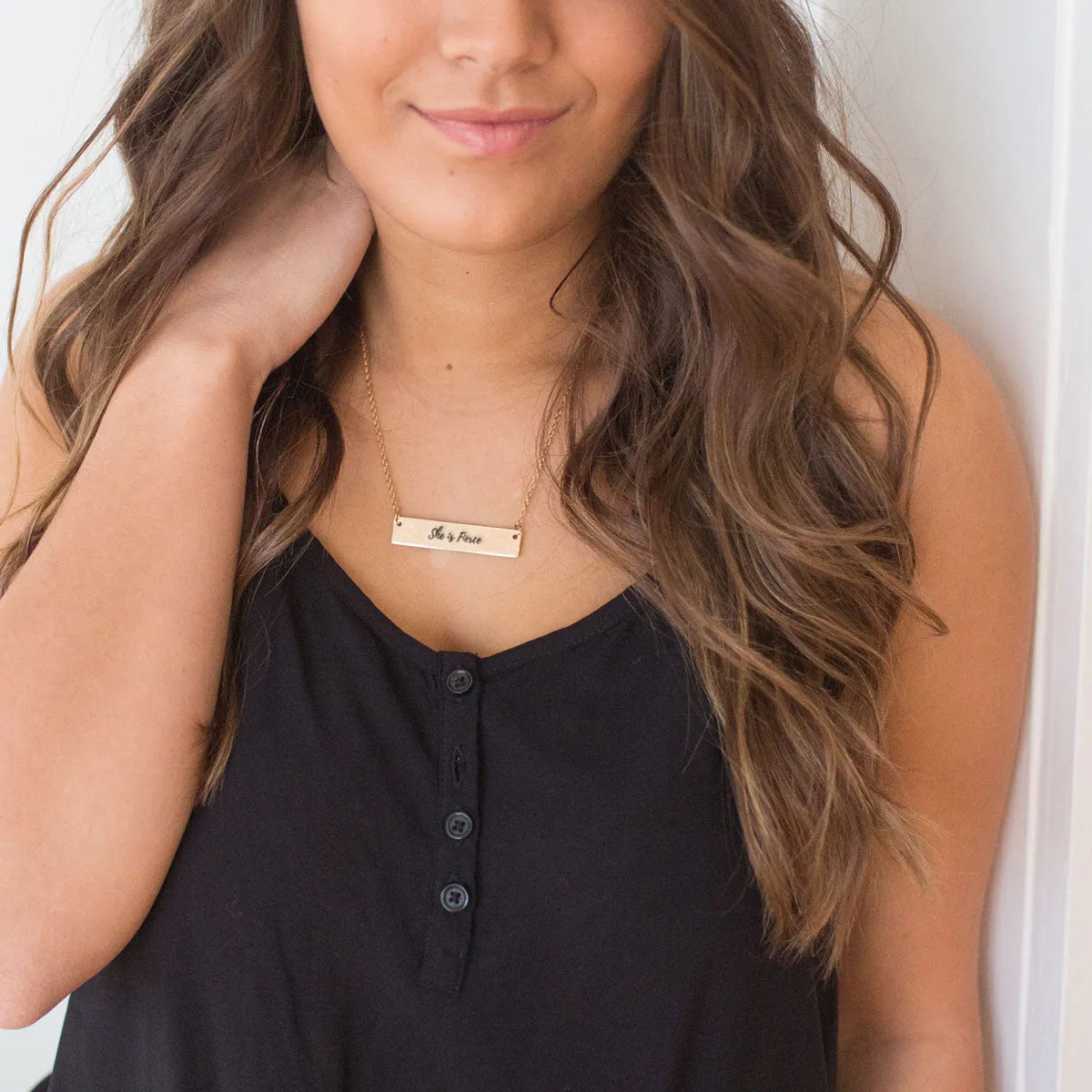 She is Fierce Gold / Silver Bar Necklace