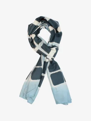 Shibori Silk handmade Teal & Black scarf