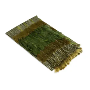 Silk and Cotton Throw/Shawl with Feather Trim