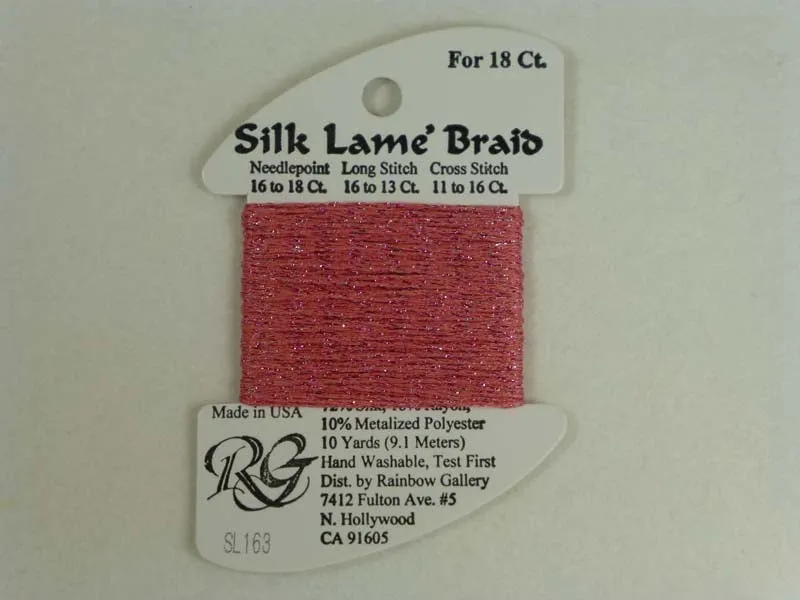 Silk Lame Braid SL163 Medium Rose
