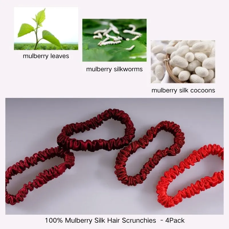 Silk skinny scrunchies - 4 Pack - Red - dropshipping