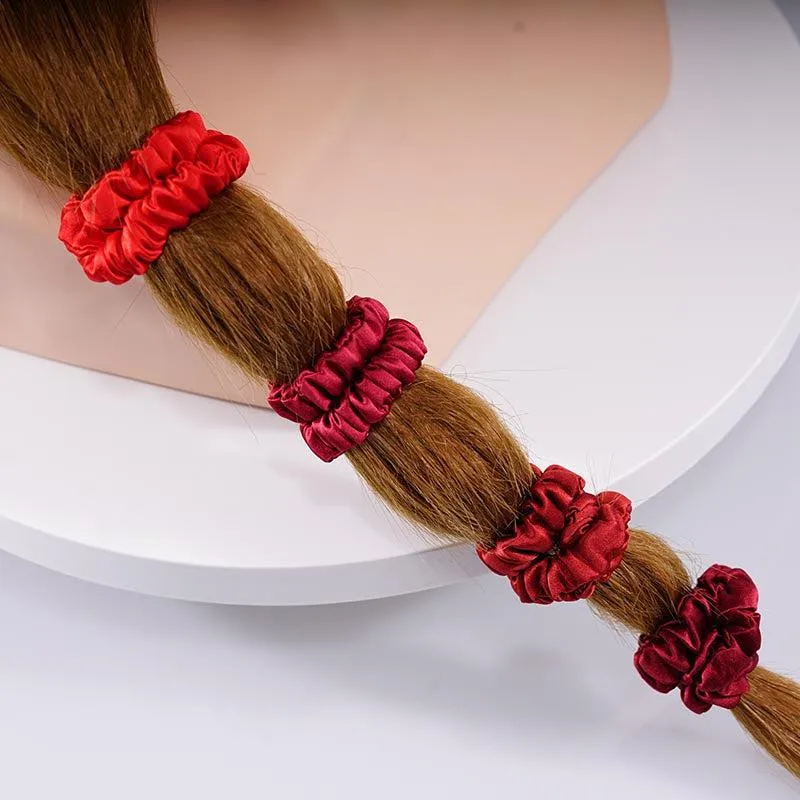 Silk skinny scrunchies - 4 Pack - Red - dropshipping