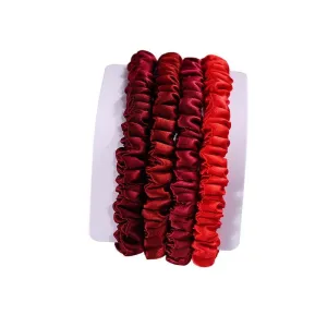 Silk skinny scrunchies - 4 Pack - Red - dropshipping