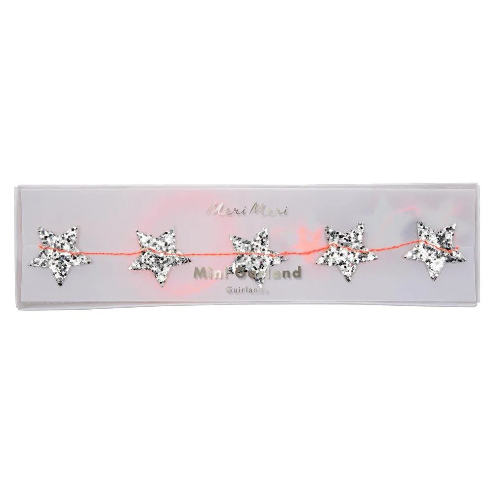 Silver star mini garland