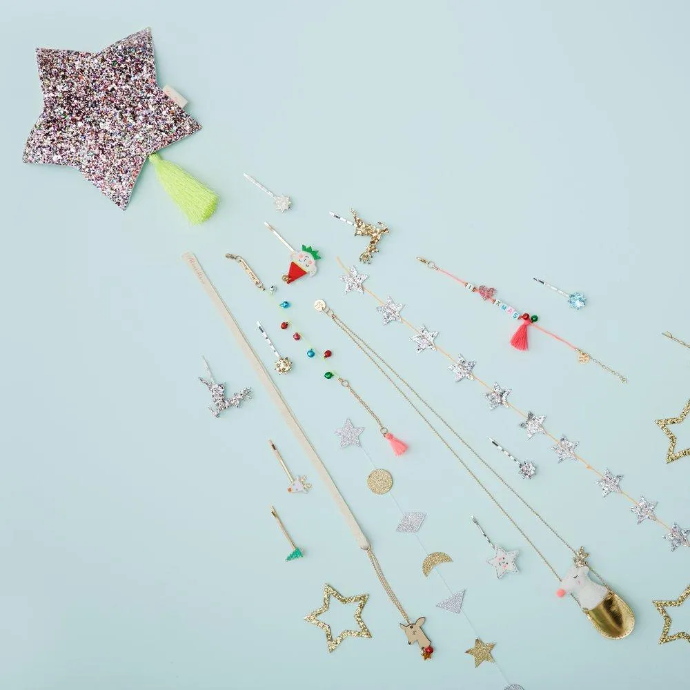 Silver star mini garland