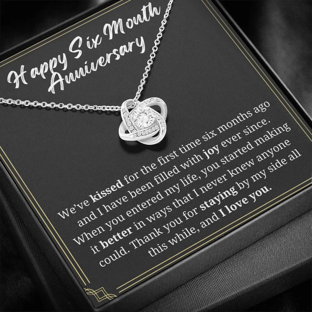 Six Month Anniversary Love Knot Necklace