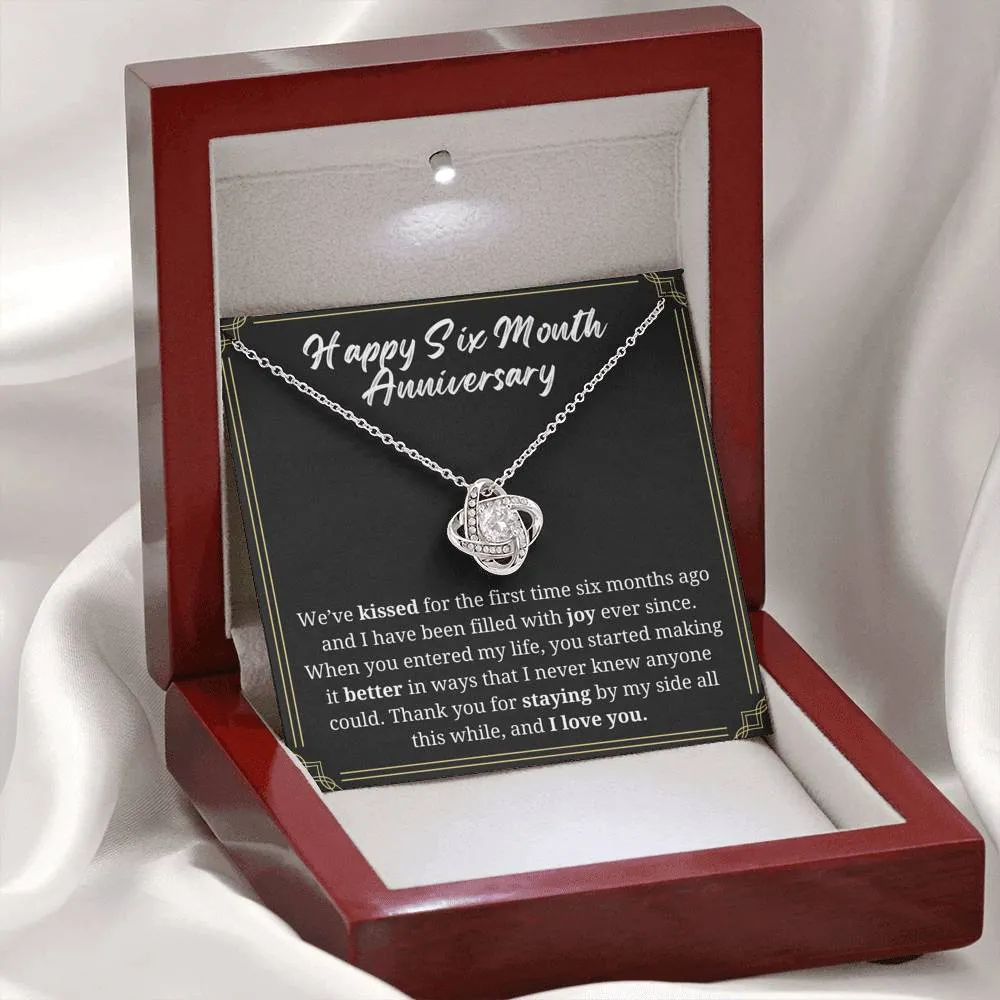 Six Month Anniversary Love Knot Necklace