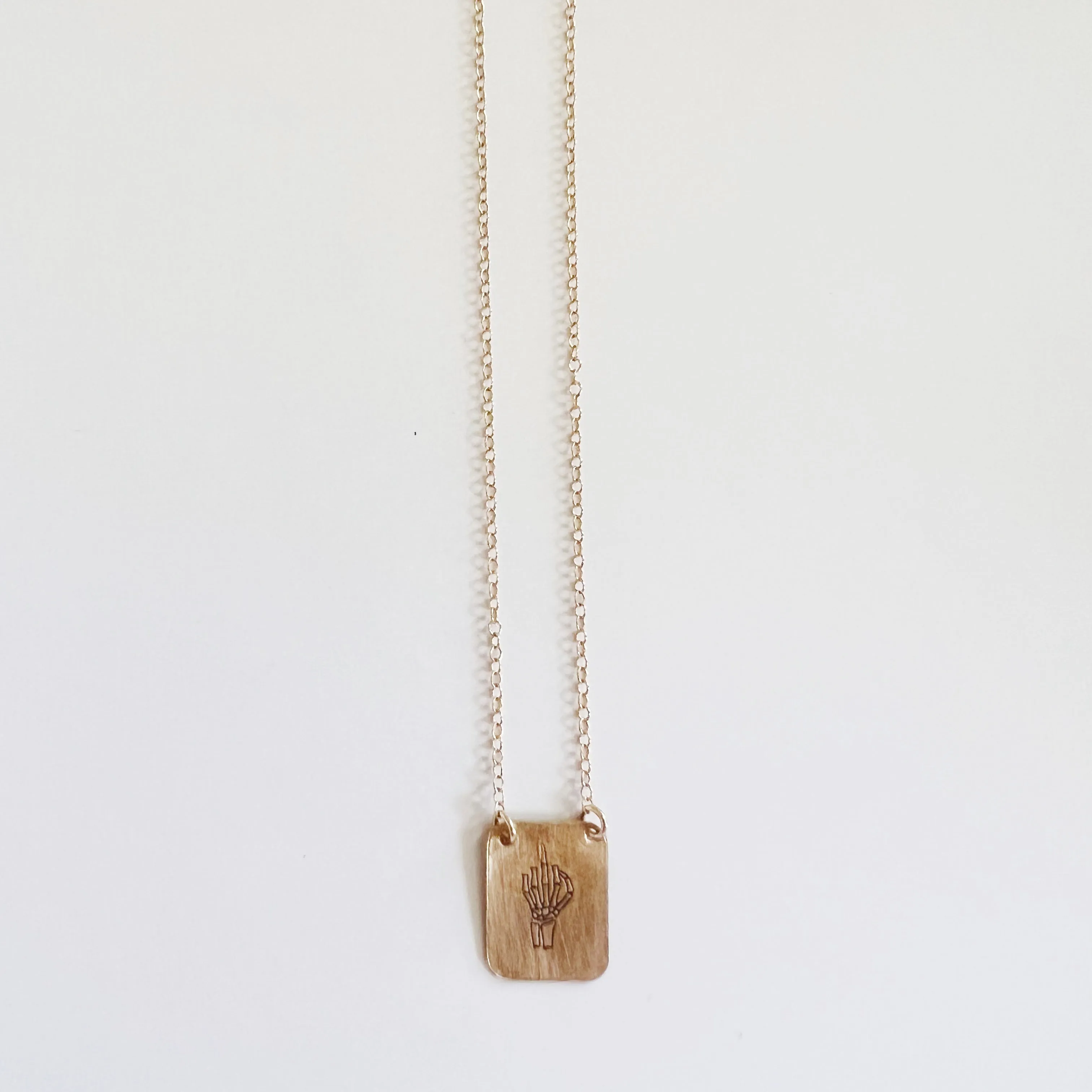 Skeleton Middle Finger Necklace - Choose Your Metal