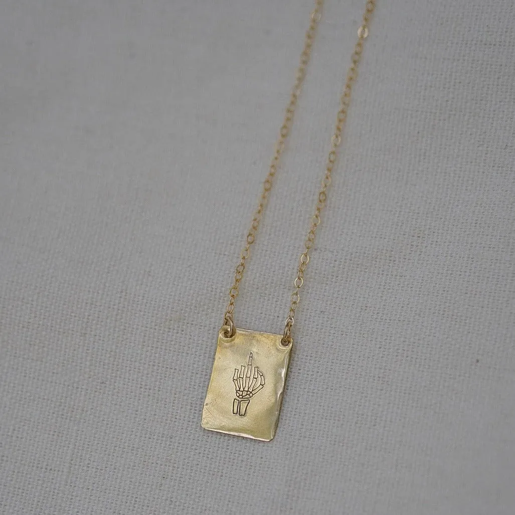 Skeleton Middle Finger Necklace - Choose Your Metal