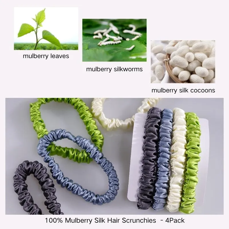 Skinny Silk Scrunchies Luxuriant Foliage - 4 Pack - dropshipping
