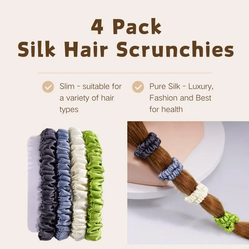 Skinny Silk Scrunchies Luxuriant Foliage - 4 Pack - dropshipping