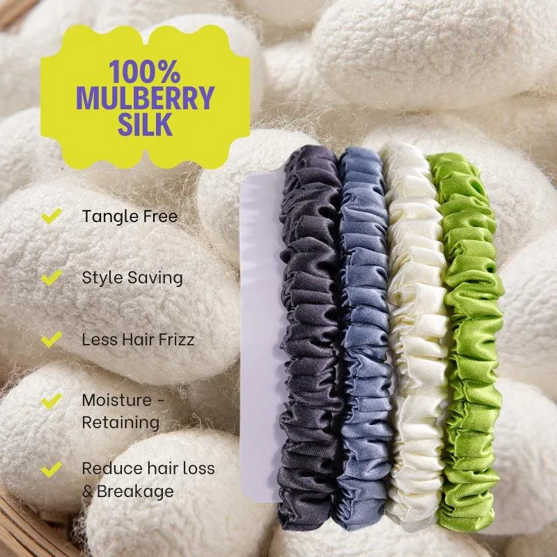 Skinny Silk Scrunchies Luxuriant Foliage - 4 Pack - dropshipping