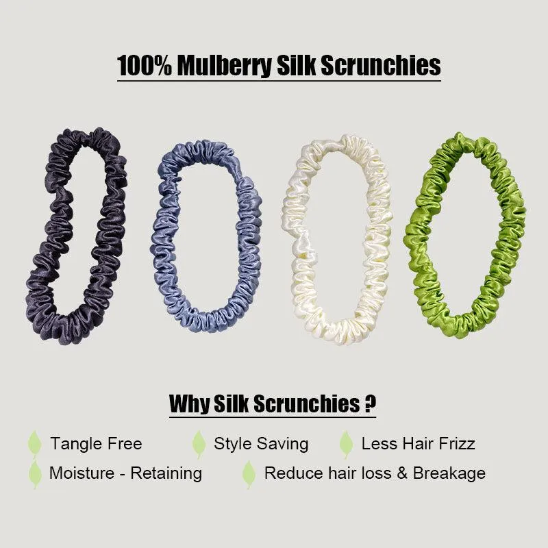 Skinny Silk Scrunchies Luxuriant Foliage - 4 Pack - dropshipping