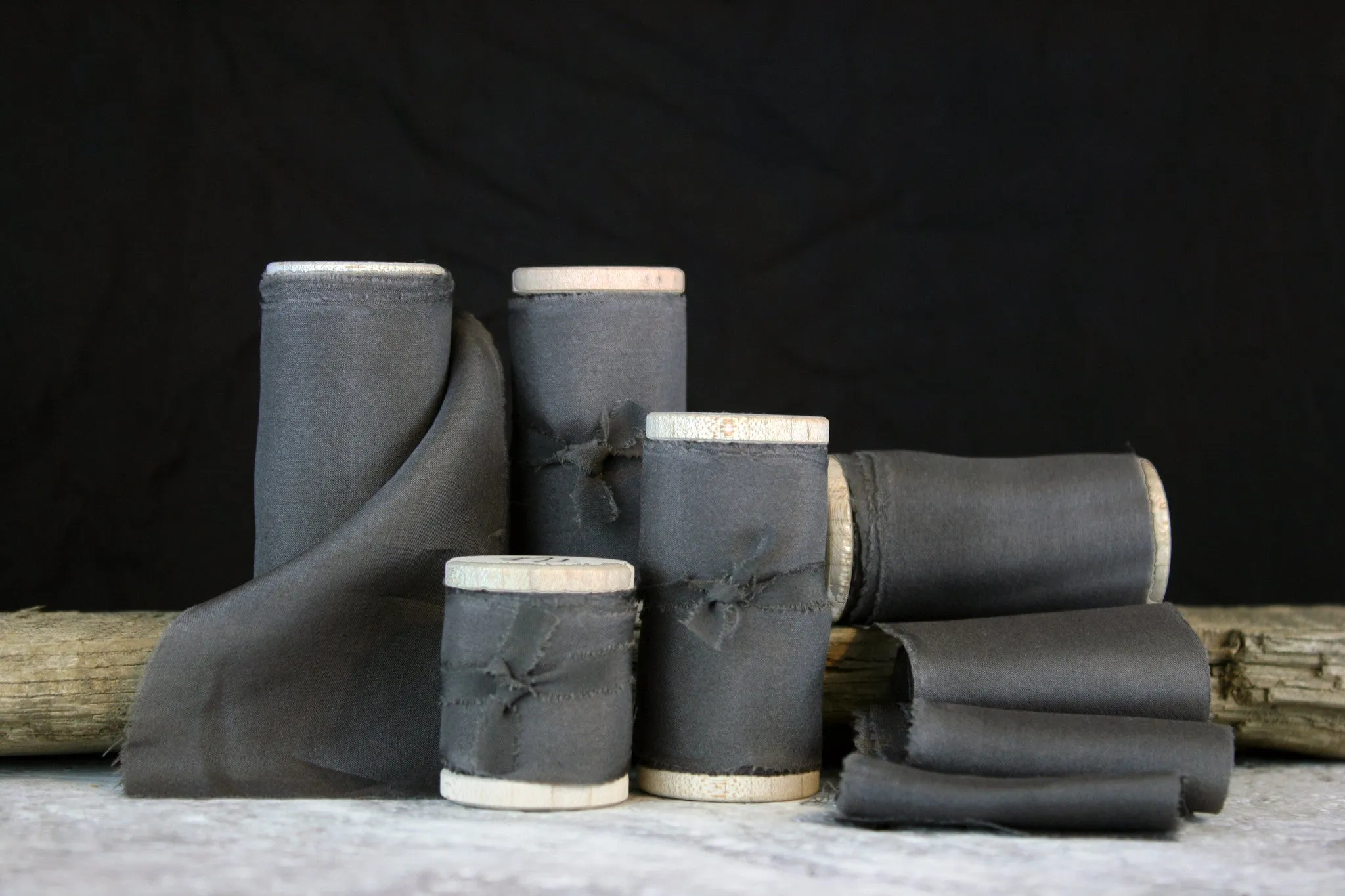 Slate Grey Habotai Silk Ribbon