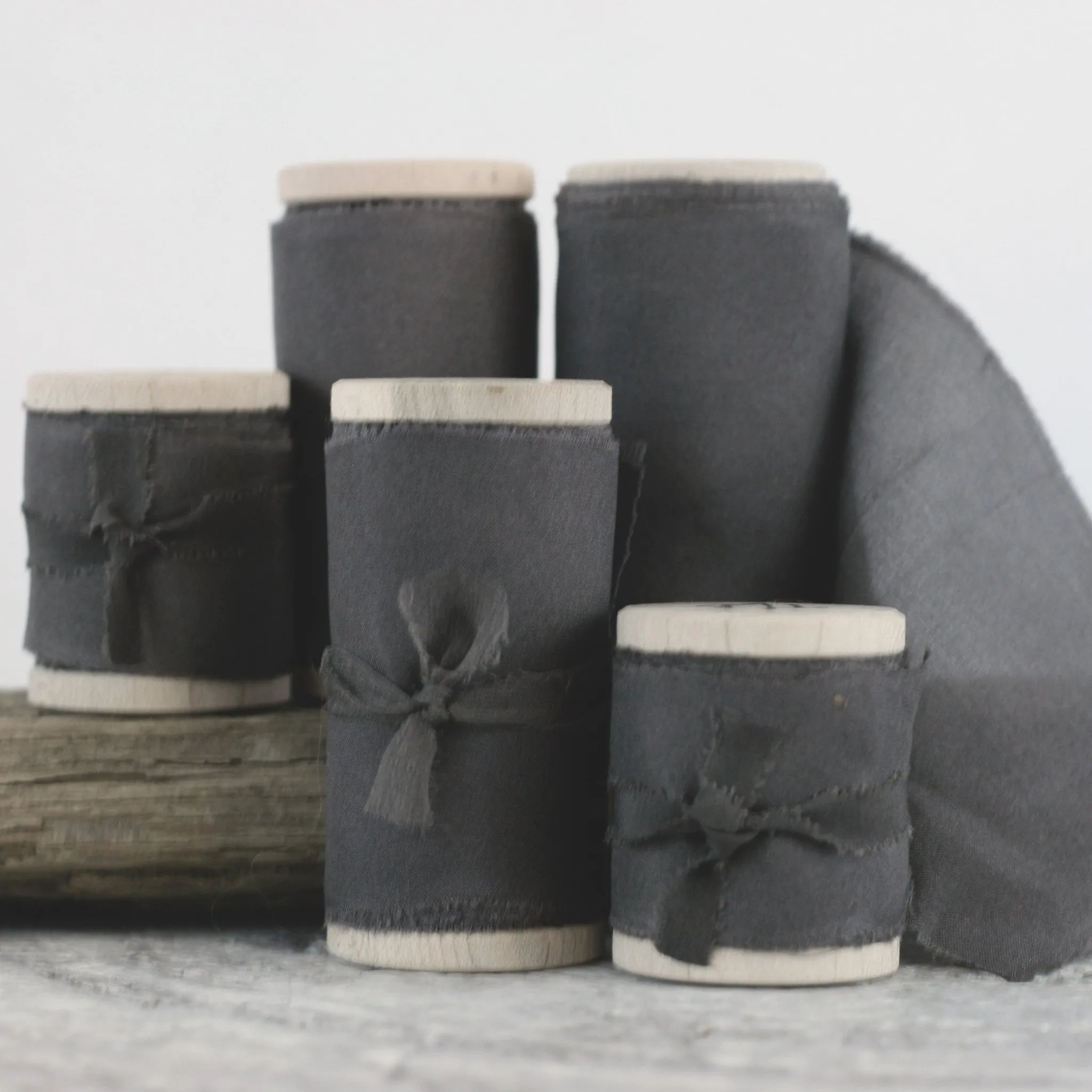 Slate Grey Habotai Silk Ribbon