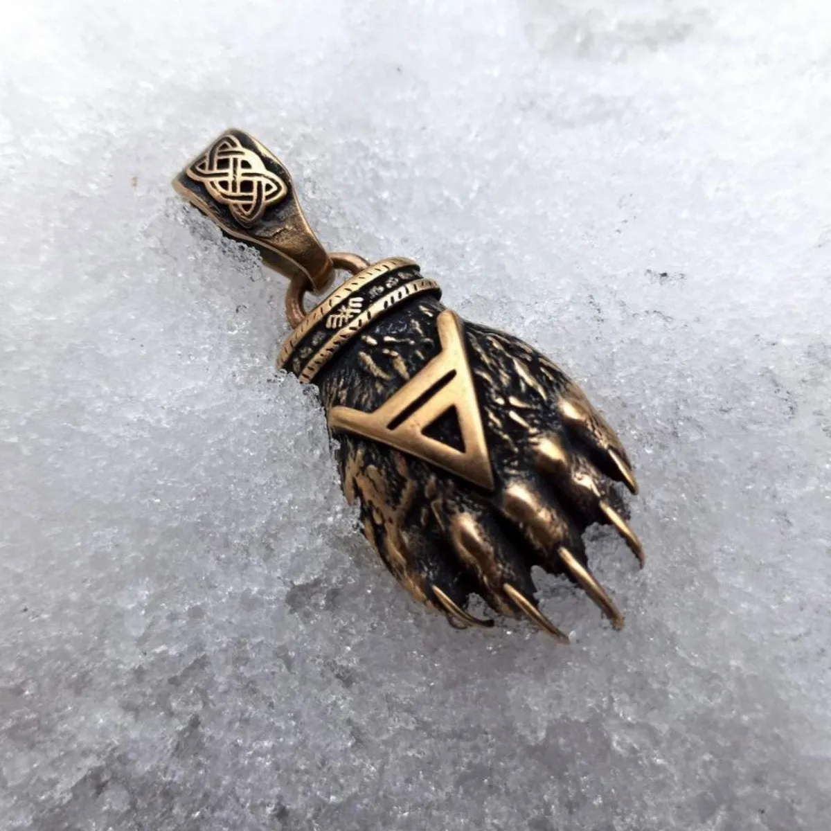 Slavic Bear paw bronze Pendant