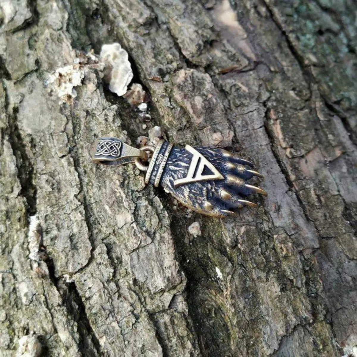 Slavic Bear paw bronze Pendant