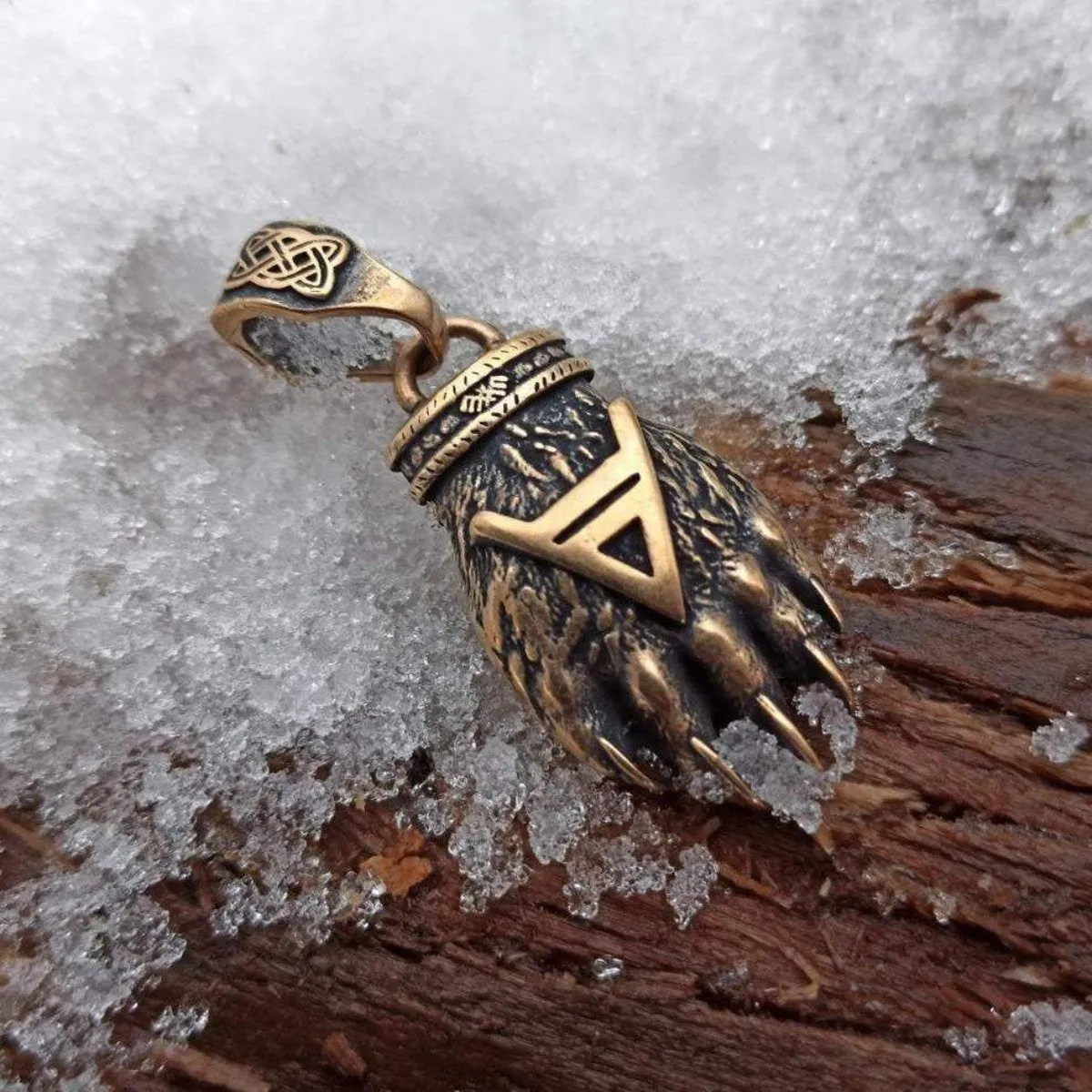 Slavic Bear paw bronze Pendant