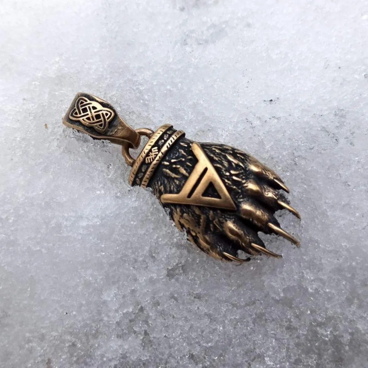 Slavic Bear paw bronze Pendant